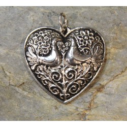 Pendentif Cœur Deux Oiseaux