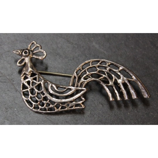 Ancienne Broche Coq - France Tricolore - Bijou Patriotique Vintage