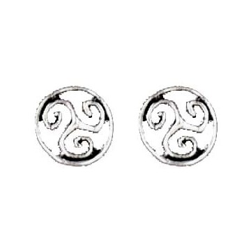 Boucles D'oreilles Toulhoat En Argent Massif - Modèle Tampon Perçées, Motif Celtique Breton, Bijou Traditionnel